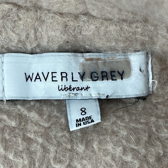 Waverly Grey libērant Pea Coat Womens 8 Cream Collar Button Textured Long Jacket - Picture 12 of 14